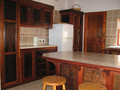 Kitchen cupboards made of sleepers