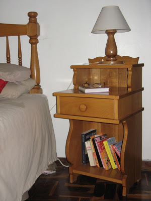 Bed pedestal and bed lamp made of Japanese oak 