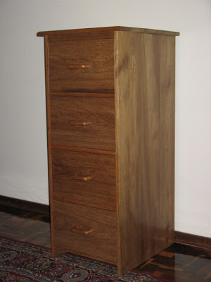 Filing cabinet made of solid kiaat