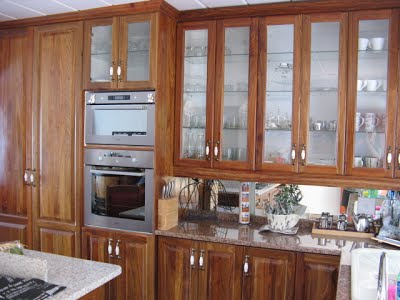 Kitchen cupboards with solid kiaat doors